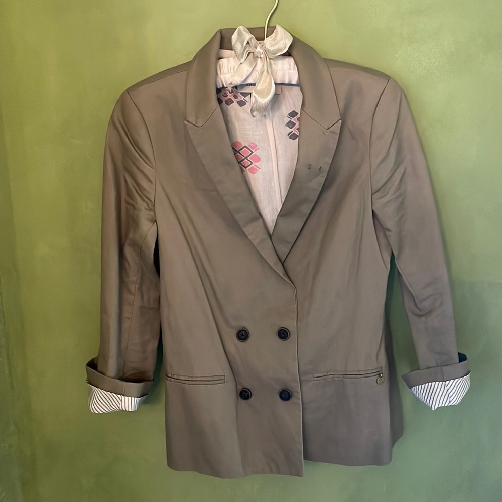Maison Scotch taupe size 2 double breasted blazer.